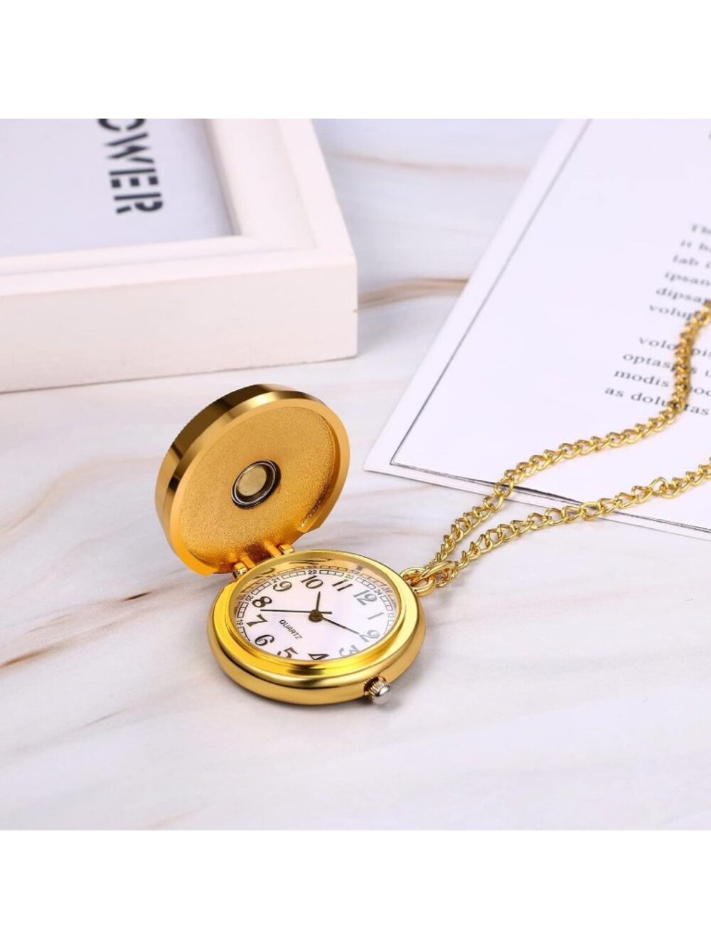 Women's Gold Quartz Flower Birds Vintage Pendant Necklace Chain Pocket Watch - Picture 3 of 6